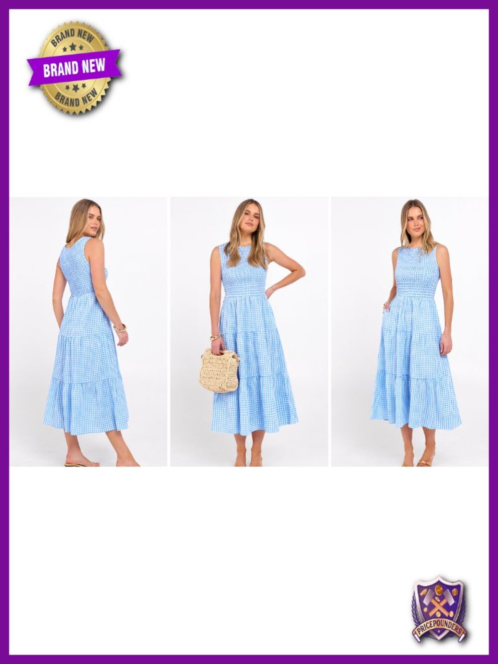 Sleeveless Crewneck Smocked Tiered Boho Maxi Dress with Pockets - Picture 6 of 6